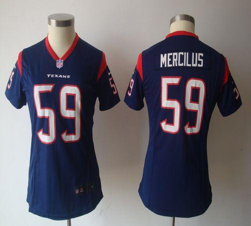 Nike NFL Game Women Jerseys Houston Texans 59 Whitney Mercilus Navy Blue Team Color